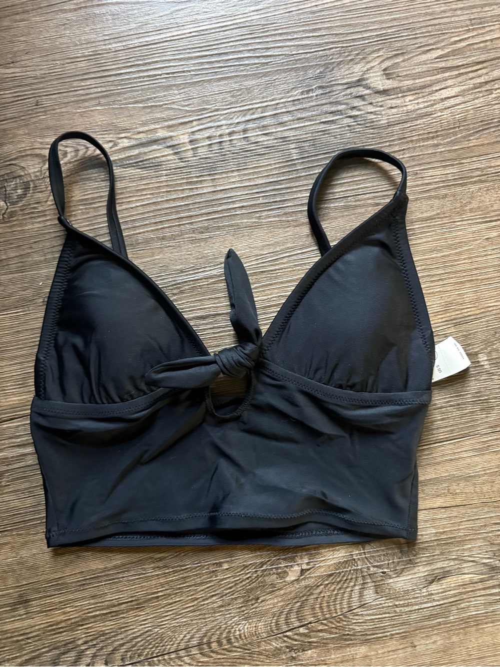 aerie Black Tie-Front Bralette Bandeau